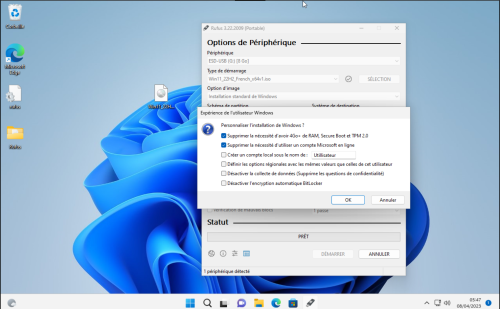 Choisir les options pour Windows 11